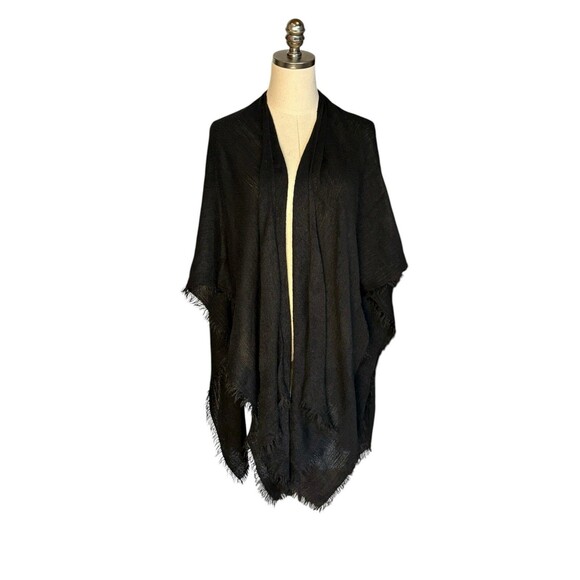 Echo Shawl Wrap Open Cardigan Sweater Black O/S - Picture 2 of 7